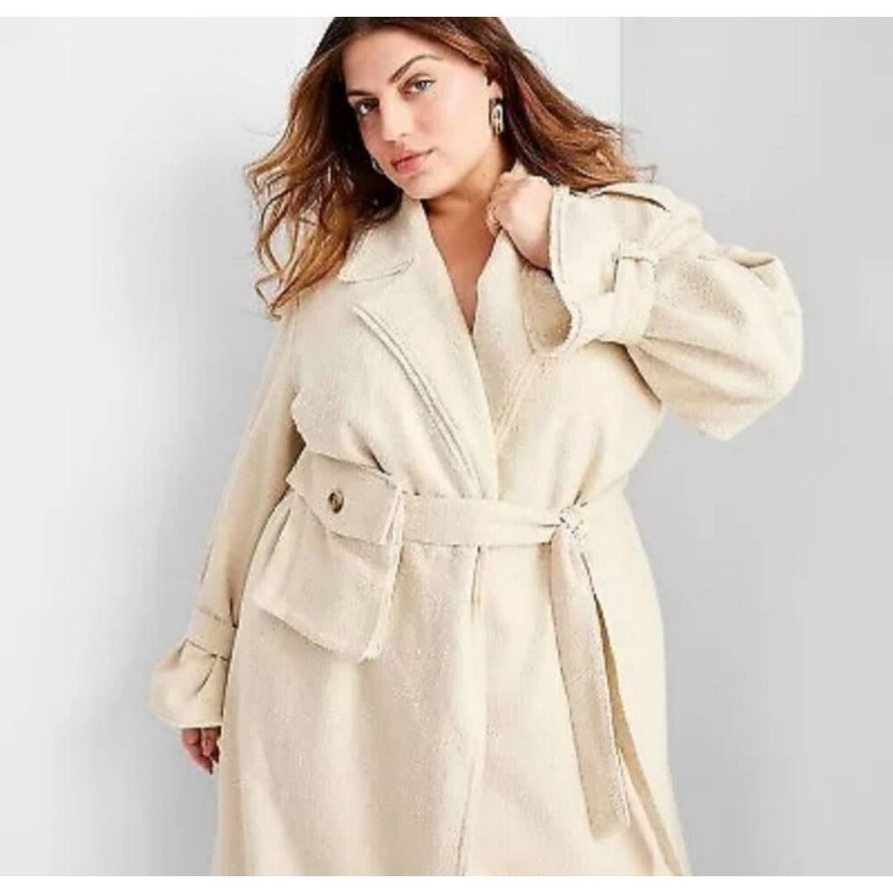 Future Collective Cream Coat With Belt Size 2X